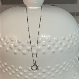 Tiffany & Co. Open Heart Silver Pendant Necklace - 16 inch